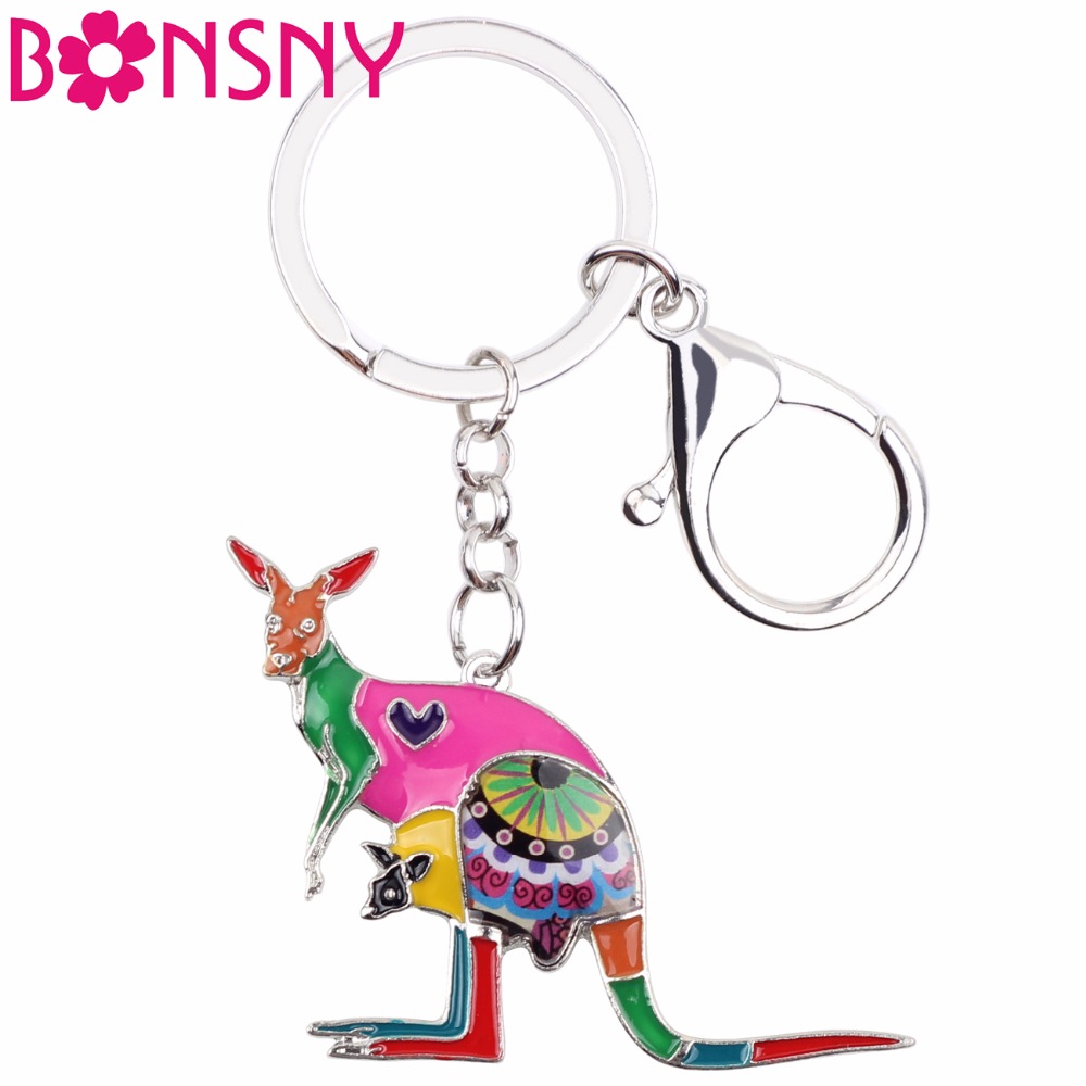 Women Bags Australia - Bonsny Enamel Bloemen Australië Kangoeroes Sleutelhanger