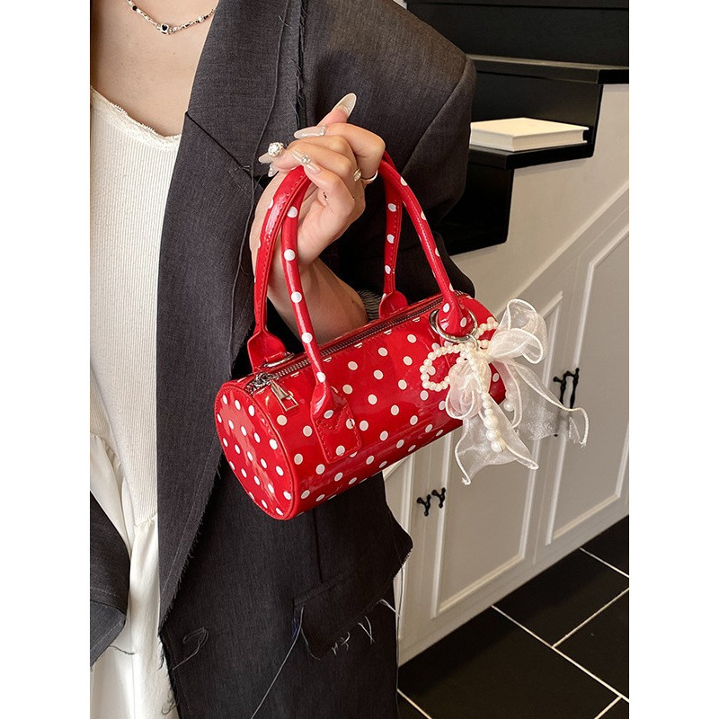 Women'S Bags Top 10 - Schattige dameshandtas met stippenprint, parelroosje en