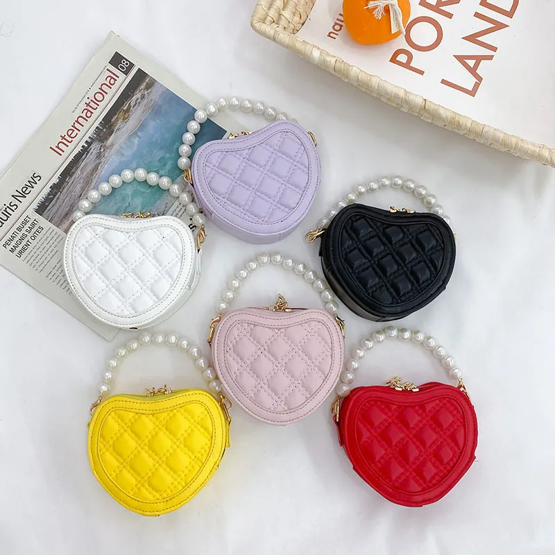 Mini Purse Chain - Leuke Kinderen Hartvormige Crossbody Tassen Parel