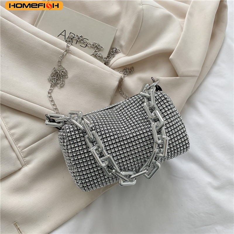 Mini Purse Chain - HOMEFISH Sprankelende strass-emmertas, feestelijke clutch met