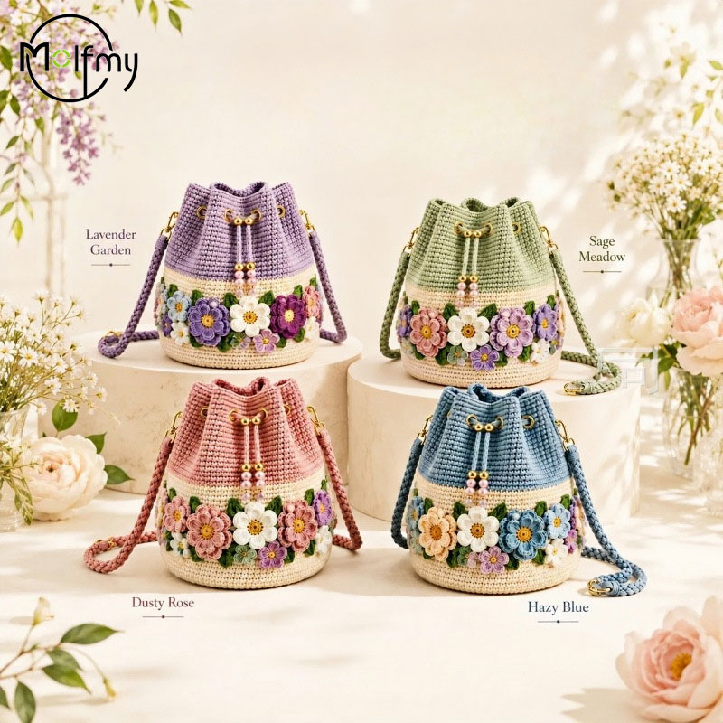 Crochet Market Bag - Handgemaakte gehaakte bucket bag, bloementas, gebreide