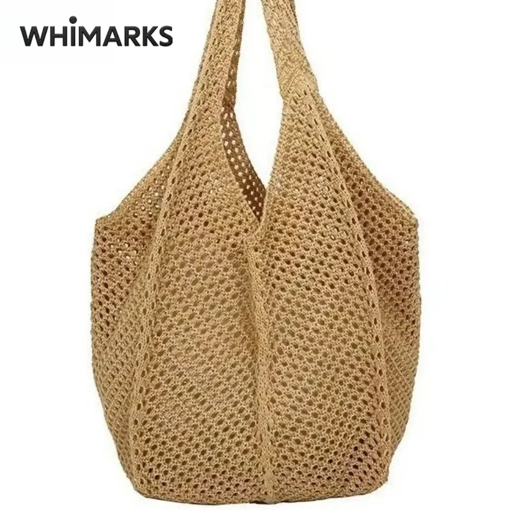 Crochet Market Bag - WHIMARKS Dames Geweven Schoudertas Casual Grote