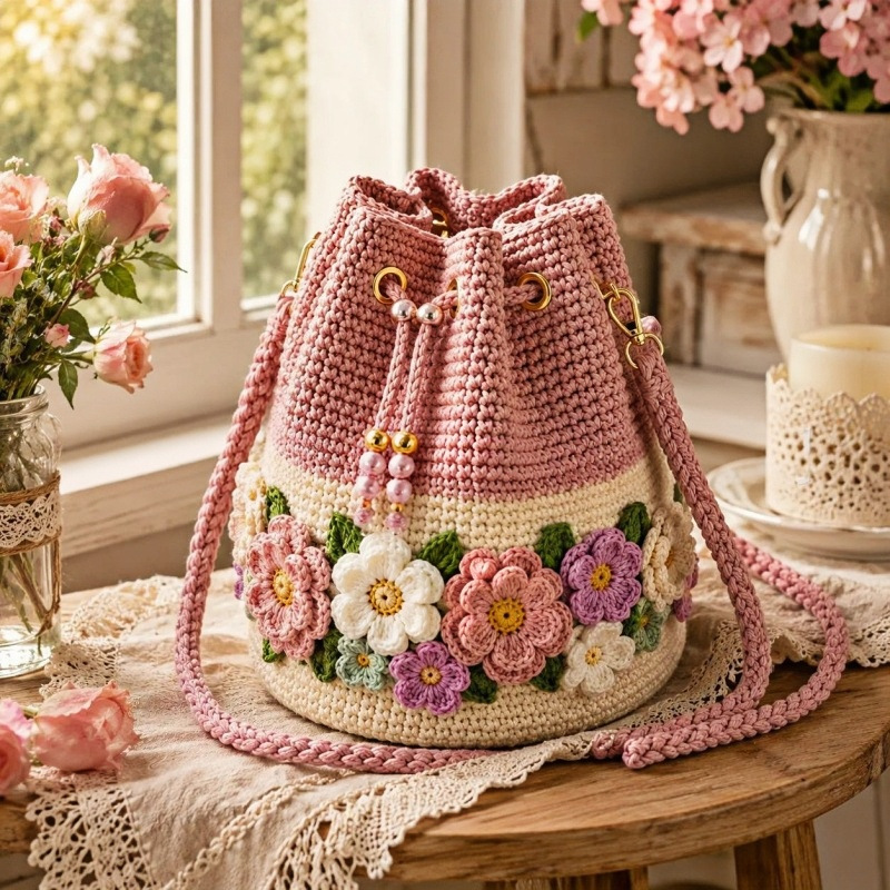 Handgemaakte gehaakte bucket b - Crochet Market Bag recensie en prijs